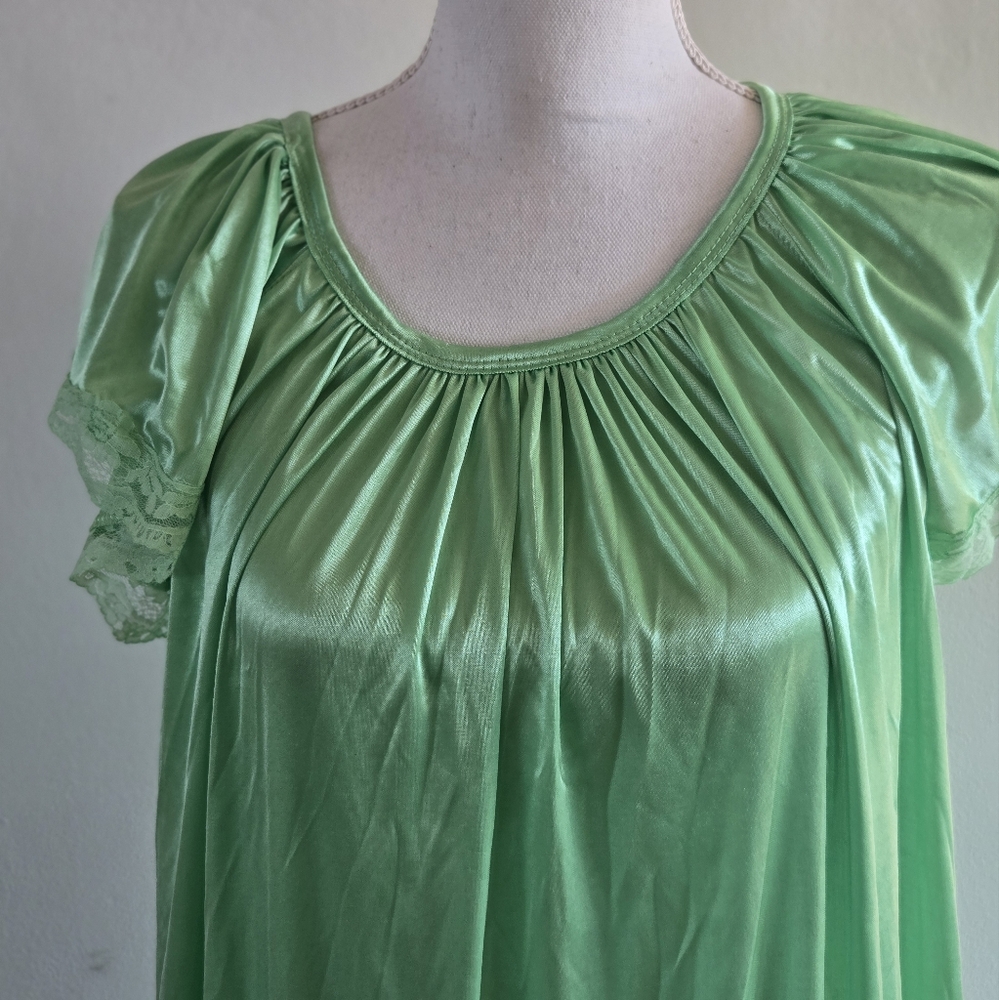 Blair Green Satin Nightgown Chemise